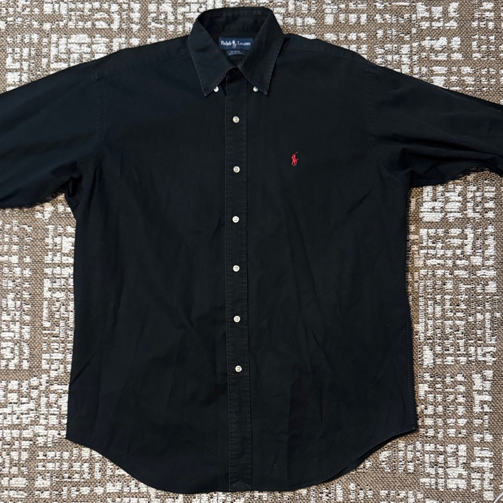 Polo by Ralph Lauren Black Button-Down Shirt with Red Pony Logo